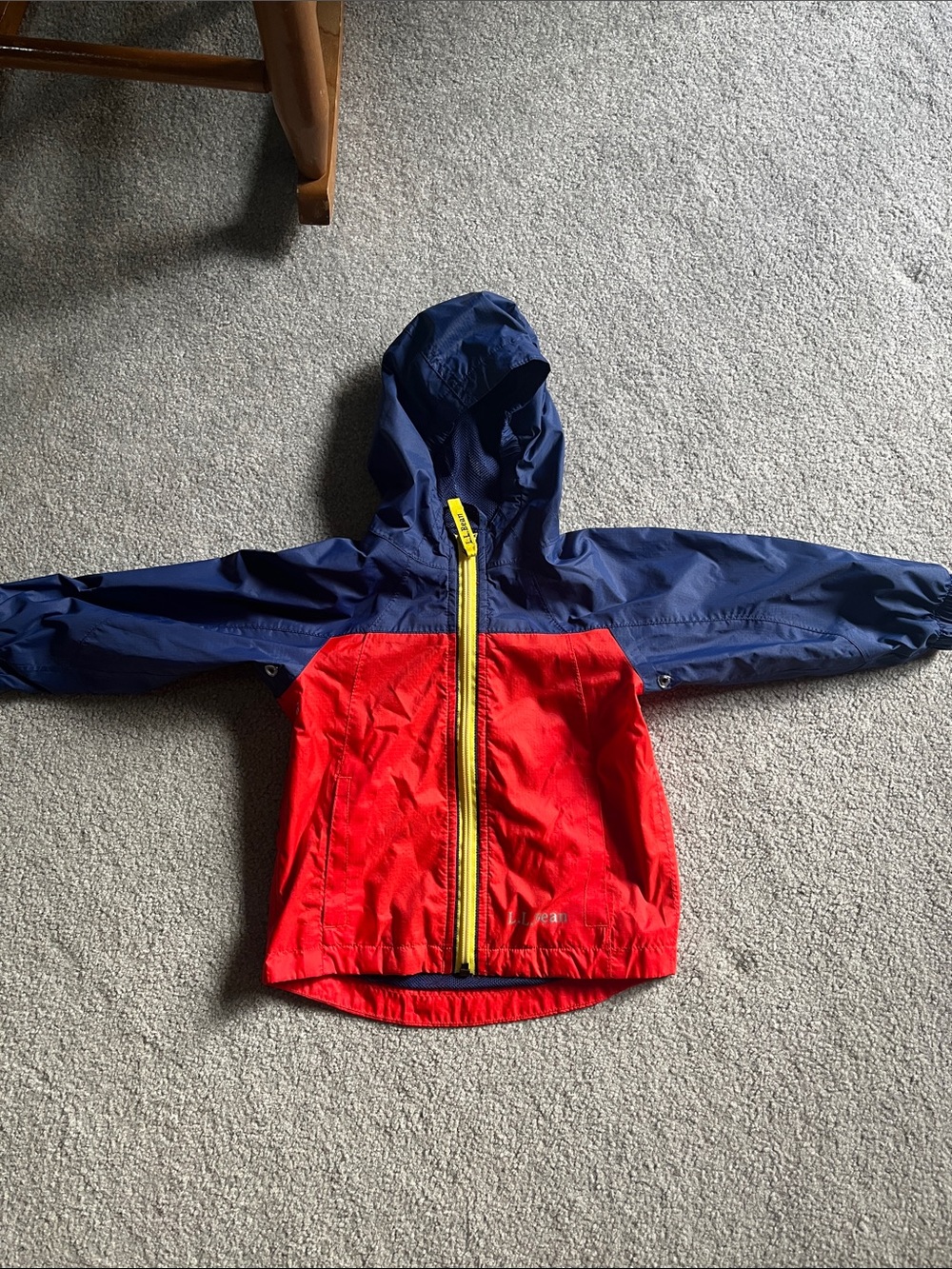 L.L. Bean Kids Hooded Raincoat in Navy, Red & Yellow
